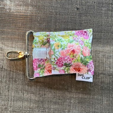 Hydrangeas and Peonies SaniClip™ | Mini Size Hand Sanitizer Holder