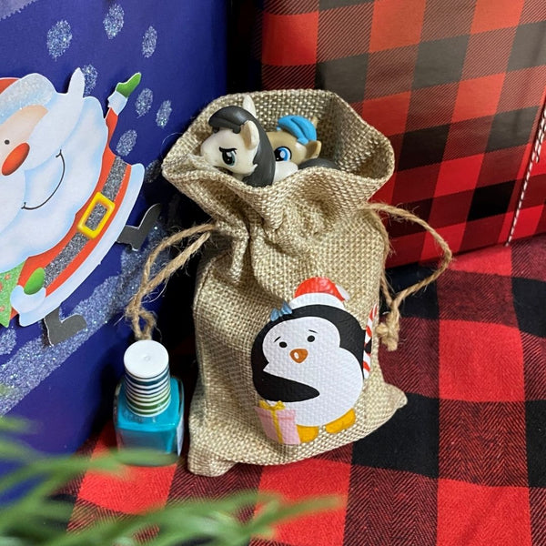 Christmas Burlap Gift Bags | Set of Four