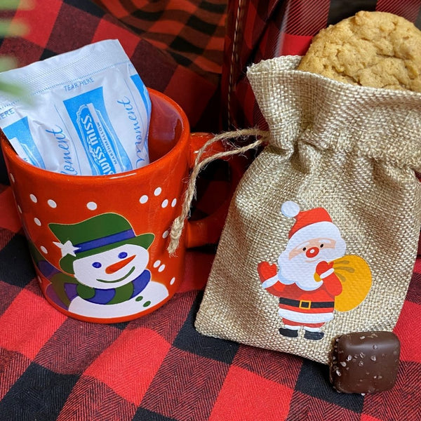 Christmas Burlap Gift Bags | Set of Four