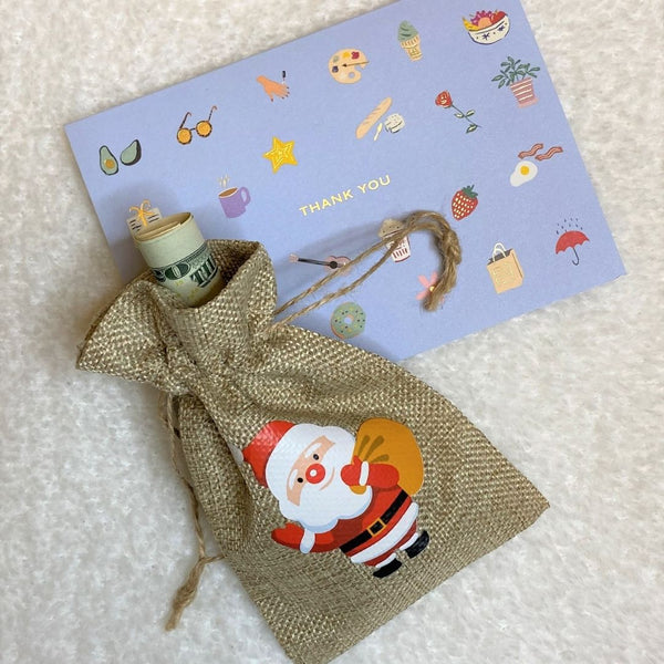 Christmas Burlap Gift Bags | Set of Four