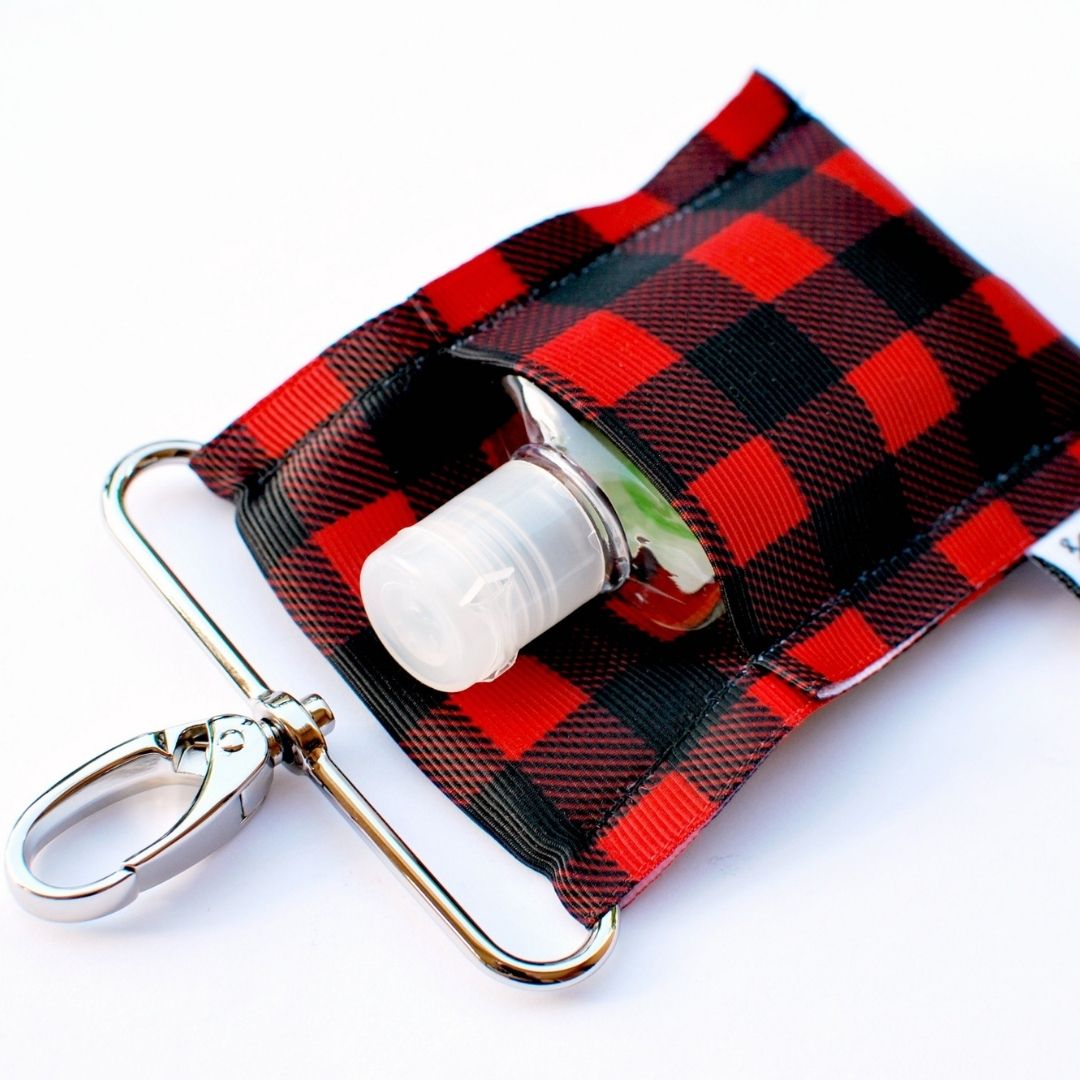 Buffalo Plaid SaniClip™ | Mini Size Hand Sanitizer Holder