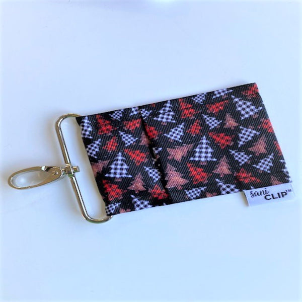 Buffalo Plaid Trees SaniClip™ | Mini Size Hand Sanitizer Holder