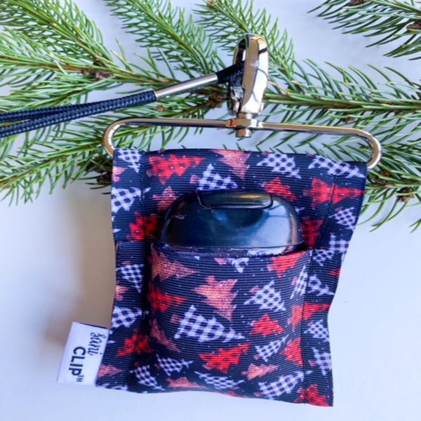 Buffalo Plaid Trees SaniClip™ | Mini Size Hand Sanitizer Holder