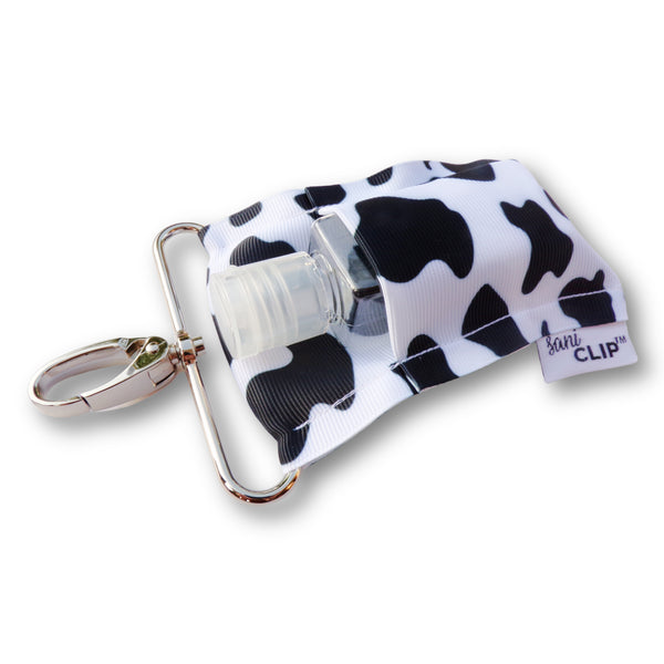 Cow Print SaniClip™ | Mini Hand Sanitizer Holder